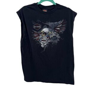 Harley-Davidson Mens Sleeveless T-Shirt XL Black Collierville TN Eagle Graphic R